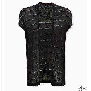 TORRID Size 1/2 BLACK POINTELLE OPEN FRONT KIMONO CARDIGAN